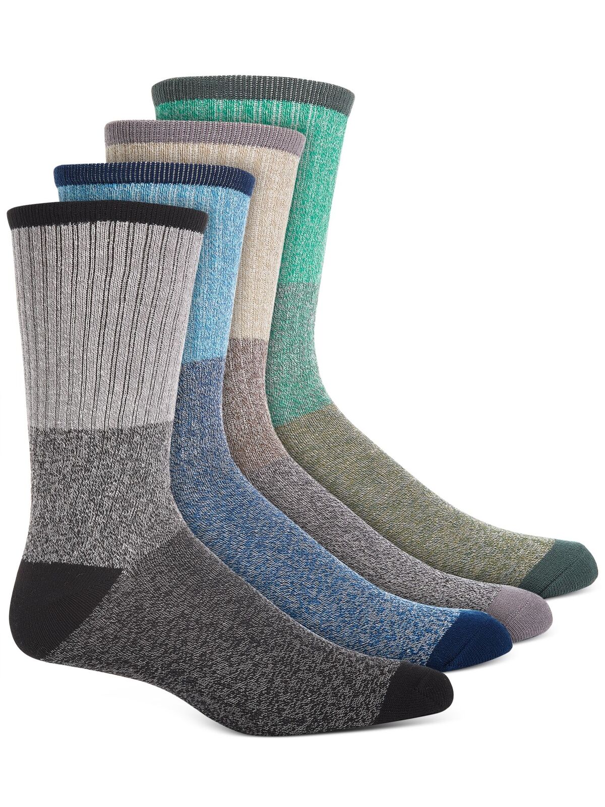 Sun Stone Mens 4-Pk. Colorblocked Crew Socks Color Dark Grey ONE SIZE