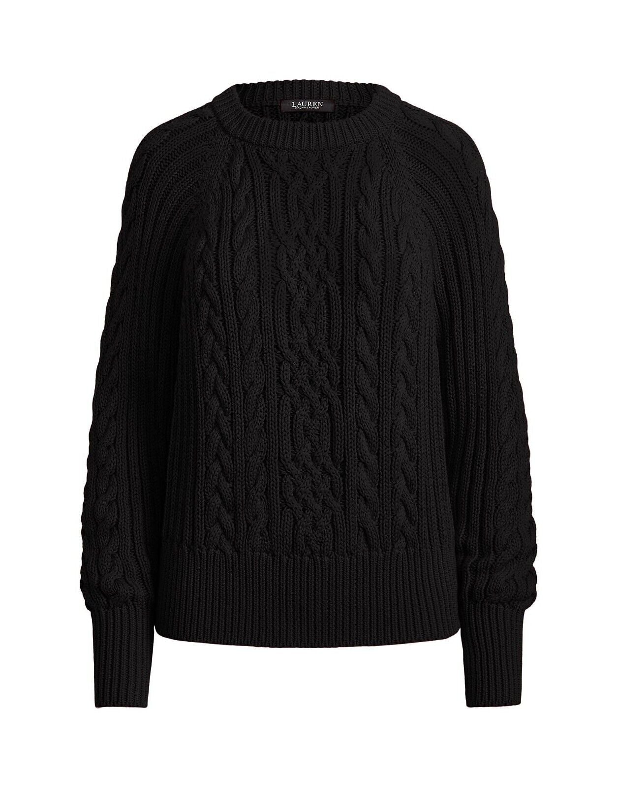 Lauren Ralph Lauren Cable-Knit Dolman-Sleeve Sweater Color Polo Black Size S