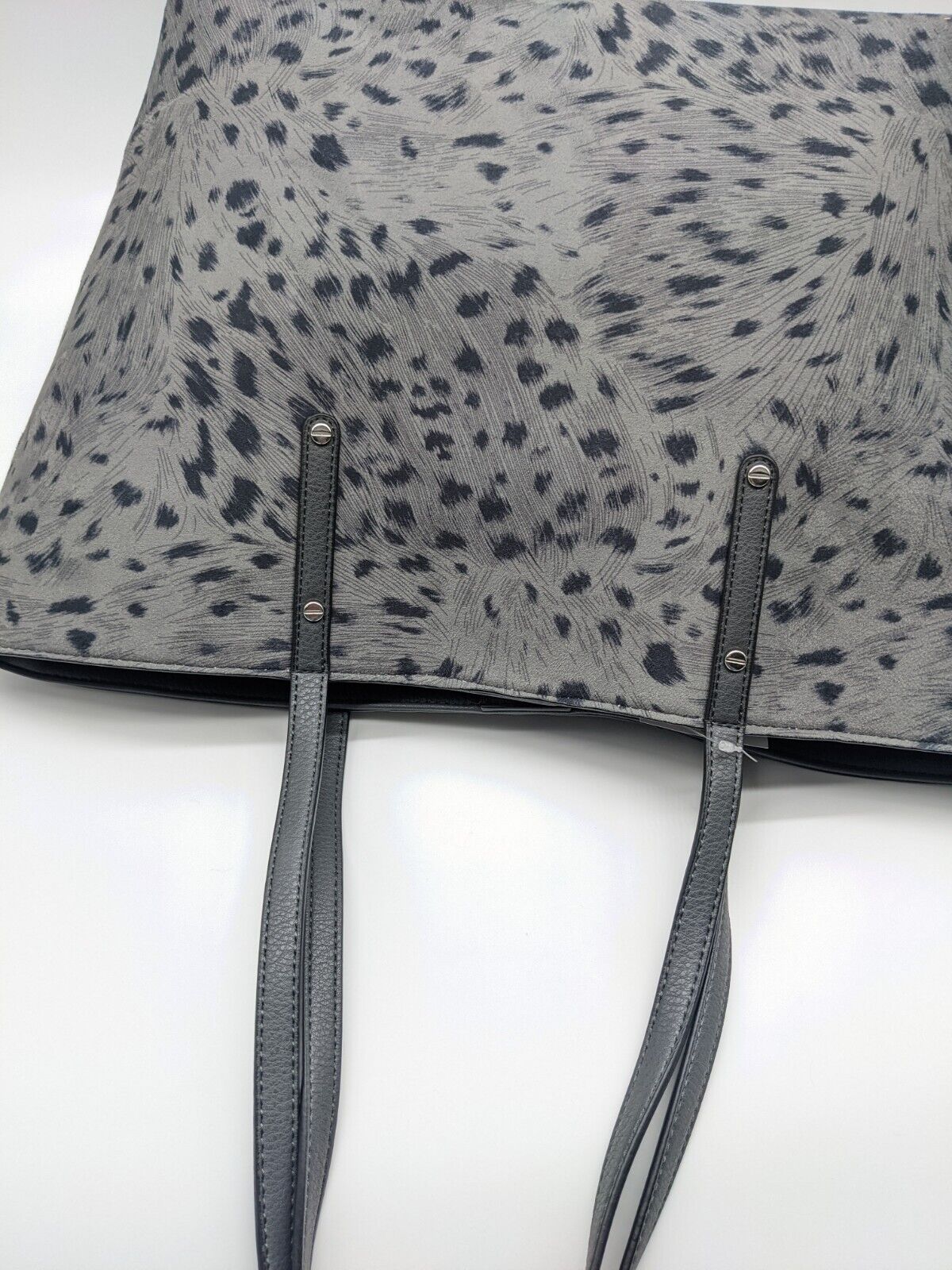 INC Zoiey faux-leather women's XL tote bag Color CHARCOAL ANIMAL PRINT