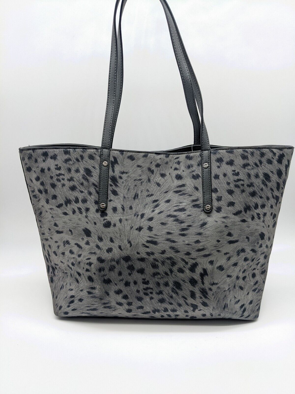 INC Zoiey faux-leather women's XL tote bag Color CHARCOAL ANIMAL PRINT
