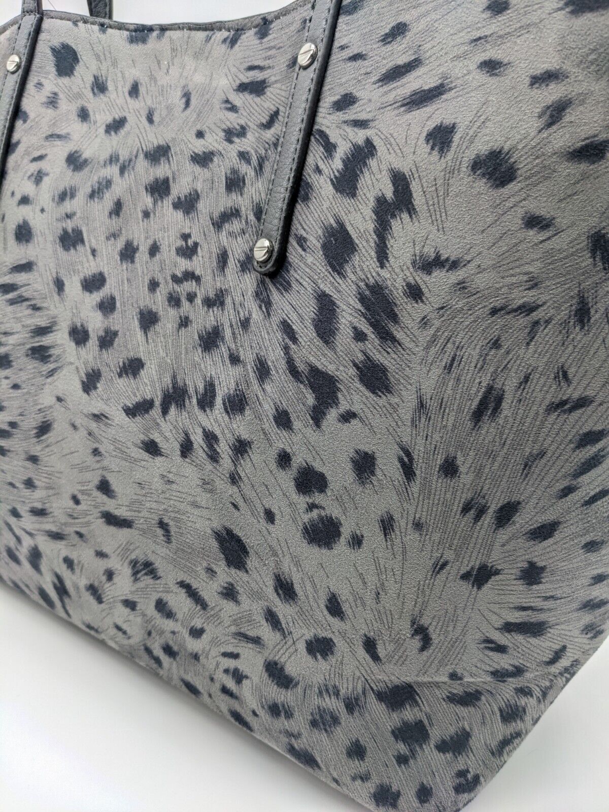 INC Zoiey faux-leather women's XL tote bag Color CHARCOAL ANIMAL PRINT