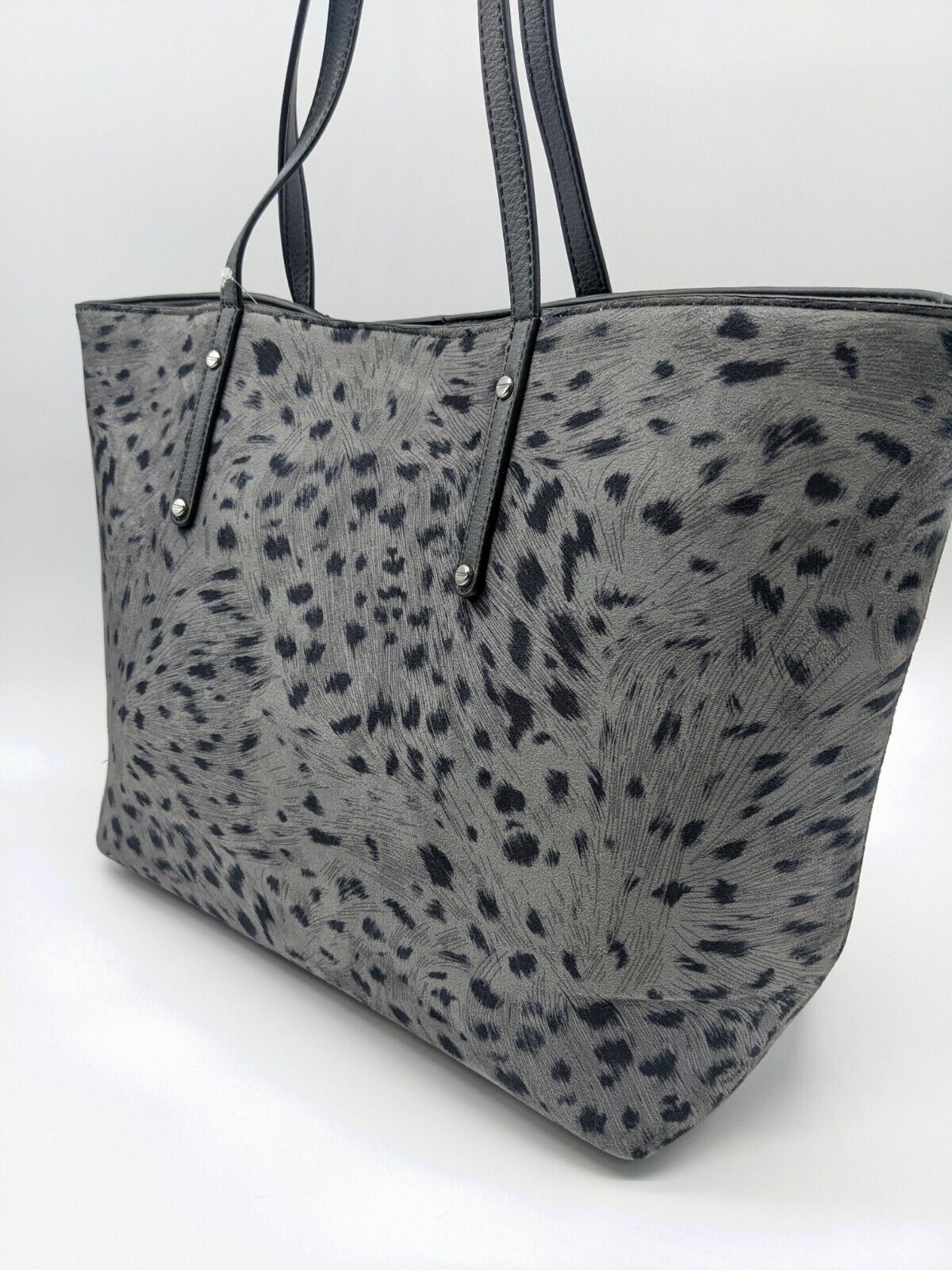 INC Zoiey faux-leather women's XL tote bag Color CHARCOAL ANIMAL PRINT