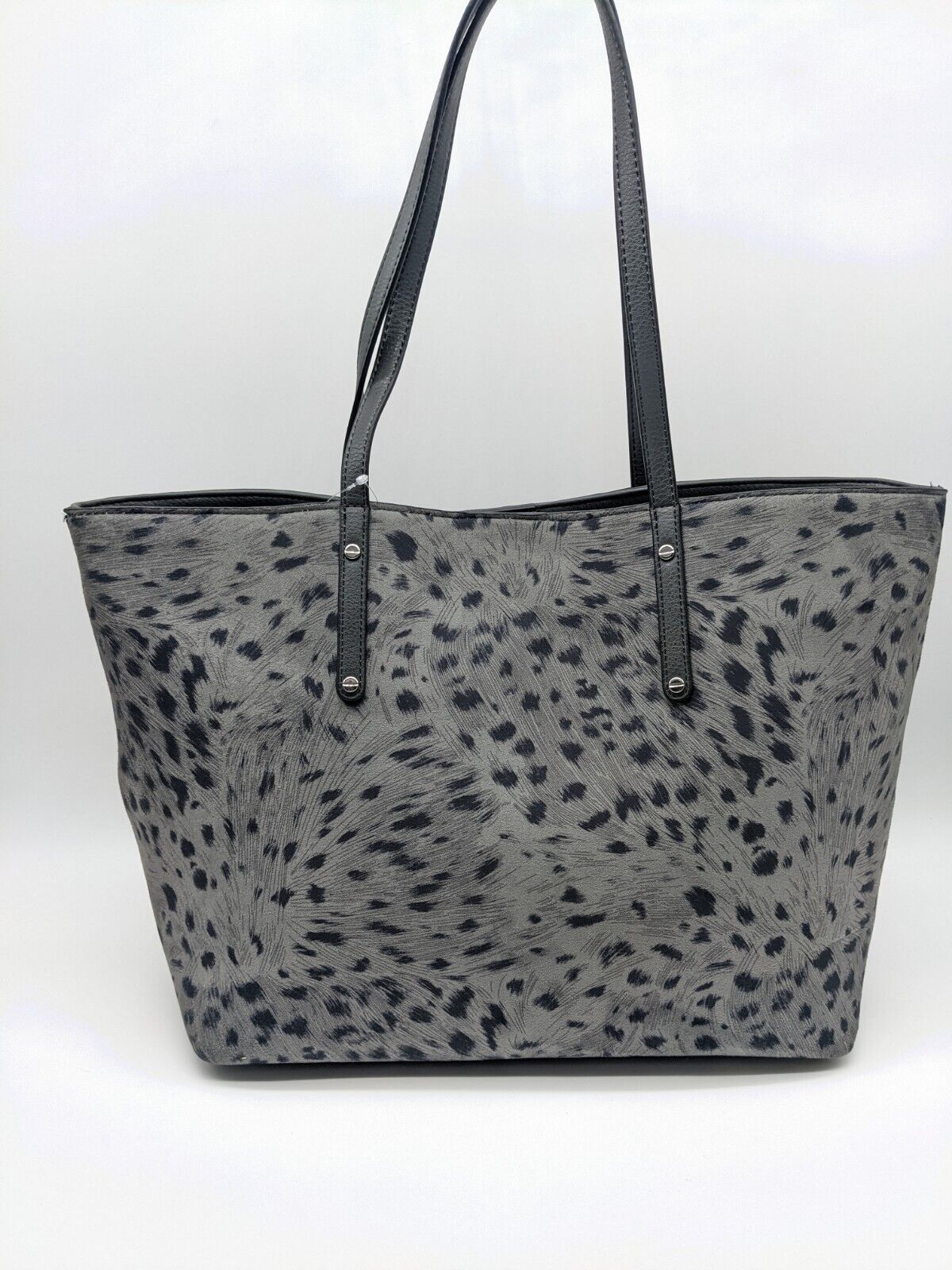 INC Zoiey faux-leather women's XL tote bag Color CHARCOAL ANIMAL PRINT