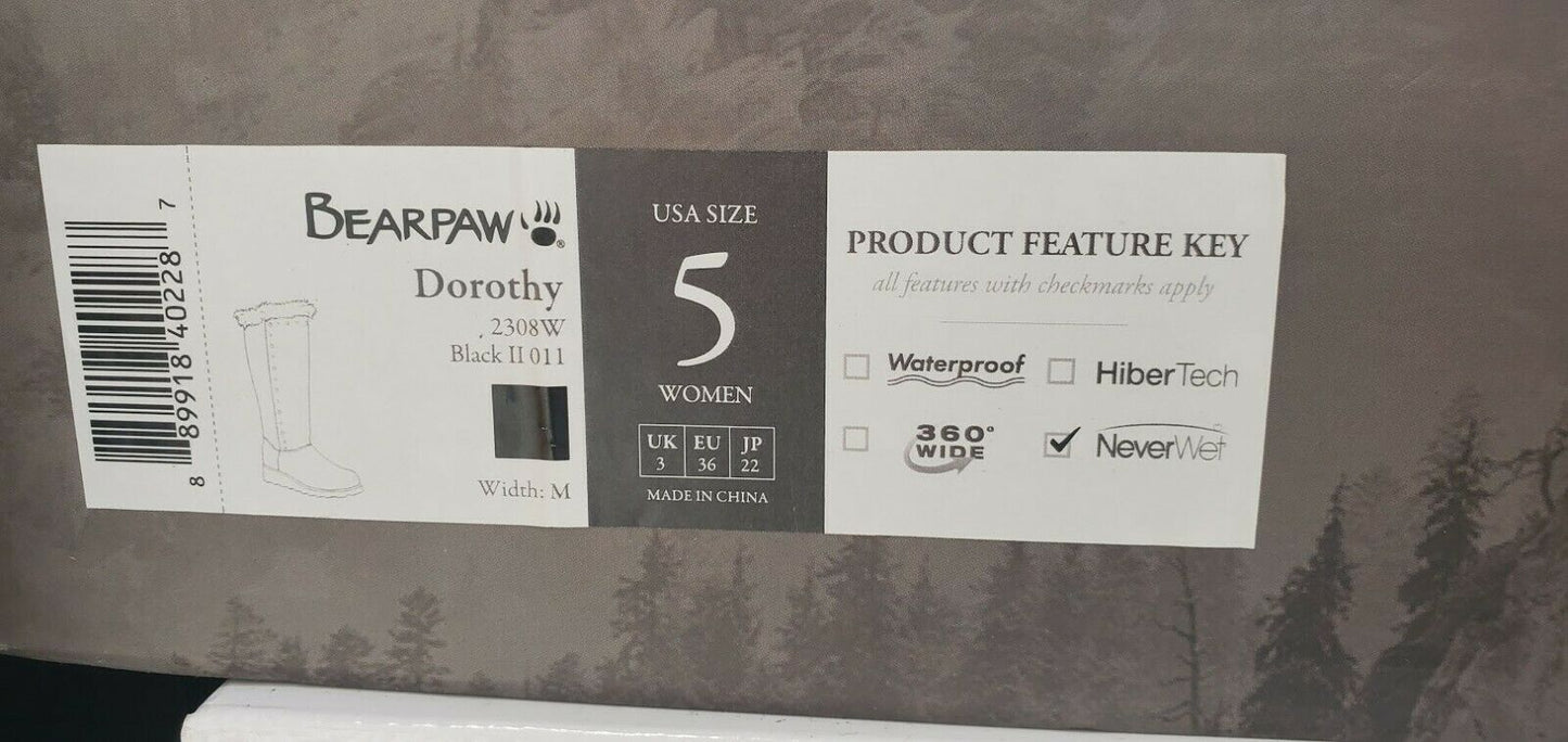 Bearpaw Women's Bearpaw Dorothy Knee High Boot Color Black II Suede/Faux Fur Size 5M