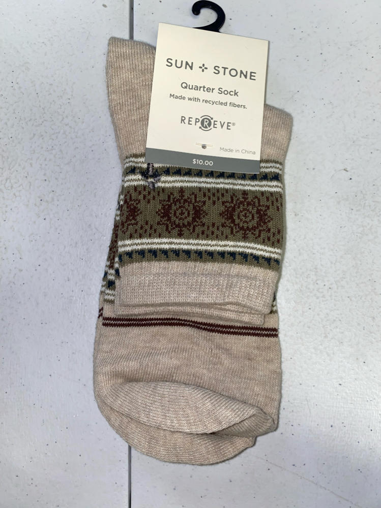 Sun Stone Mens Holiday Half Calf Socks Color Brown Reindeer ONE SIZE