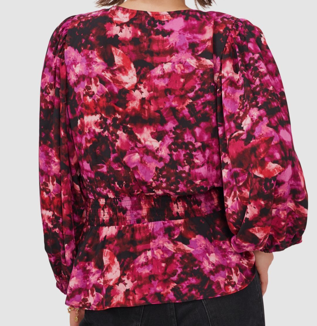 Vince Camuto Women's Printed Peplum Blouse Color Purple Size M