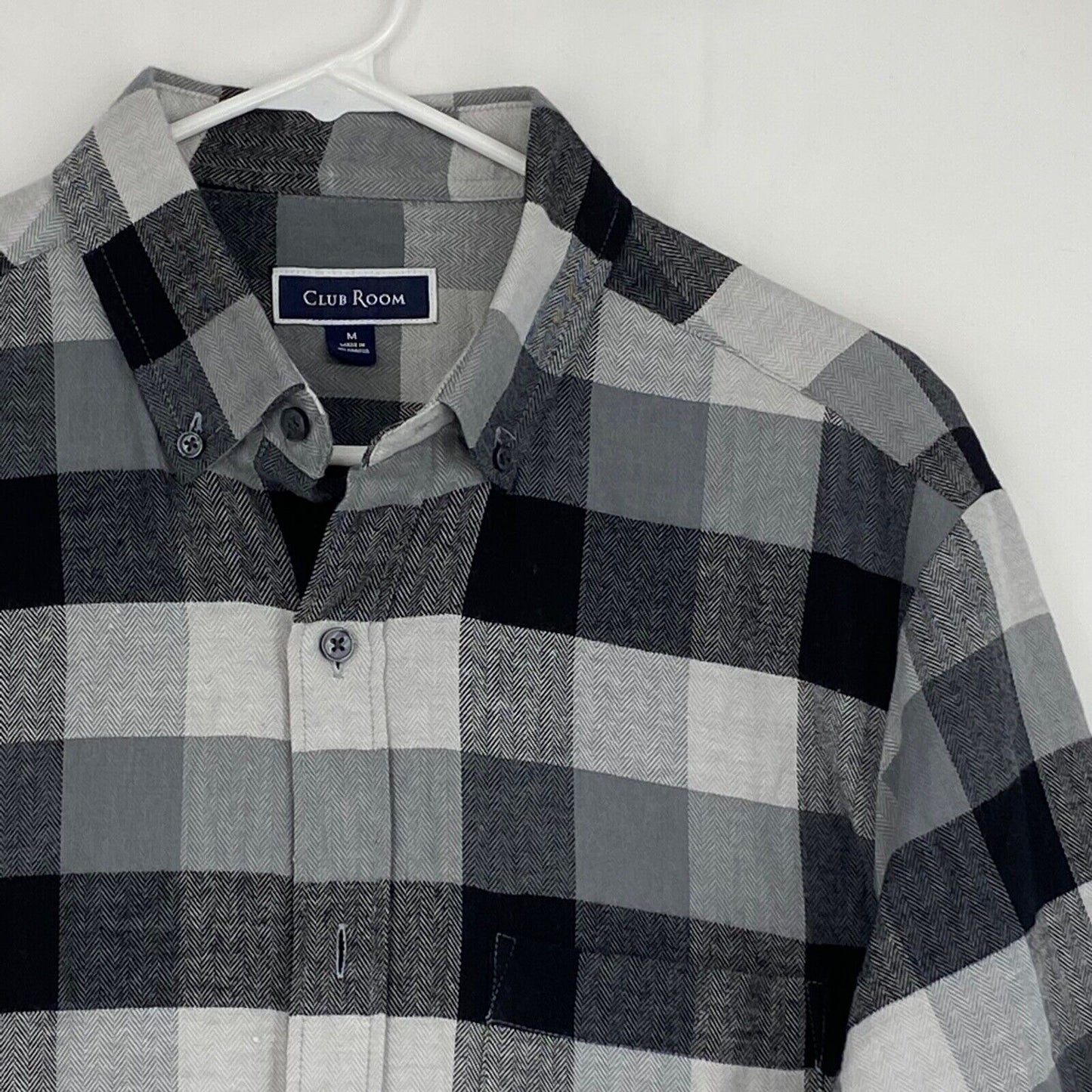 Club Room Men's Buffalo Button Down Flannel Shirt Color Gray Size XL