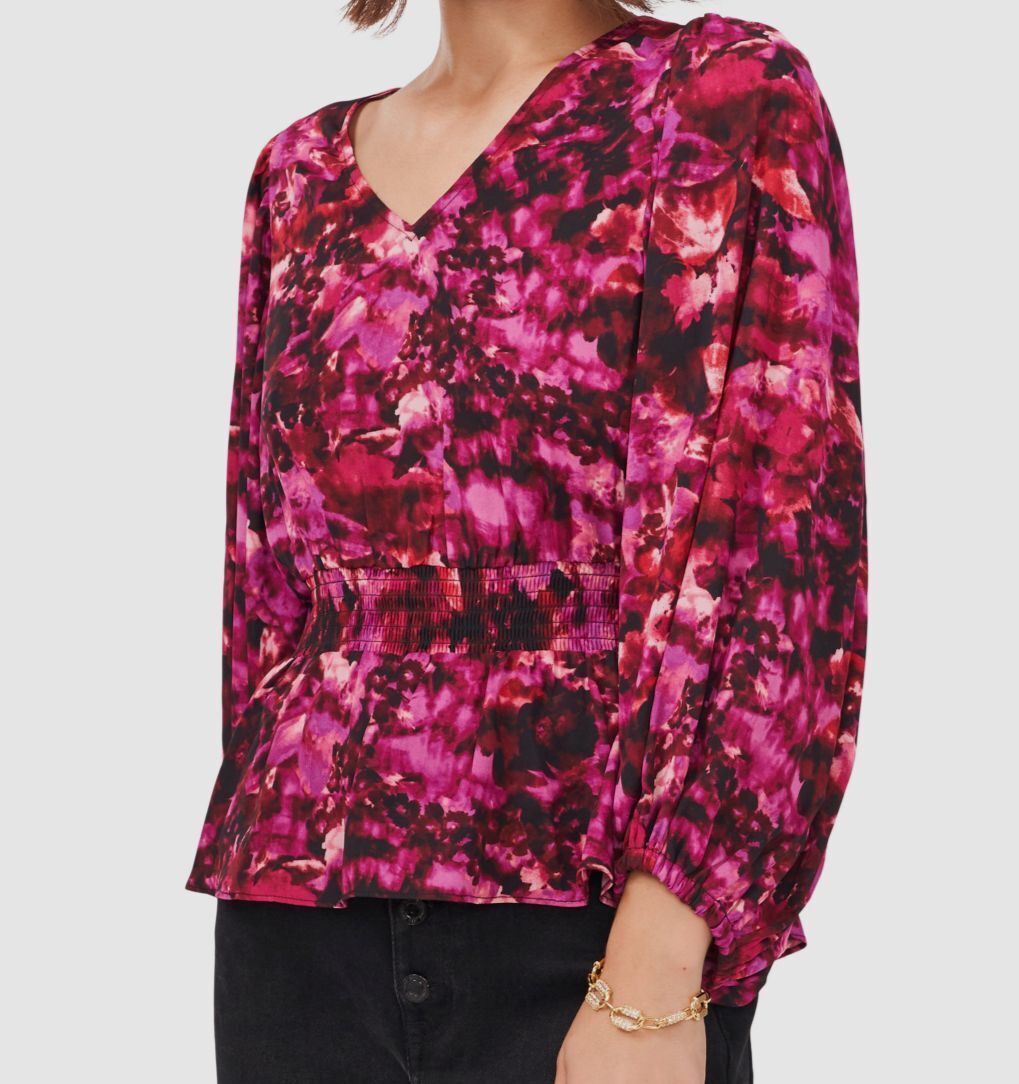 Vince Camuto Women's Printed Peplum Blouse Color Purple Size M