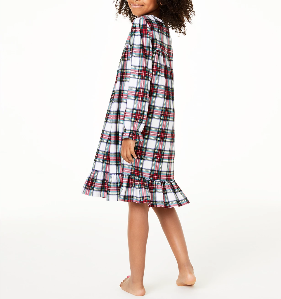 Family Pajamas Little Girl Holiday Nightgown Pajama Color Stewart Plaid Size 4-5