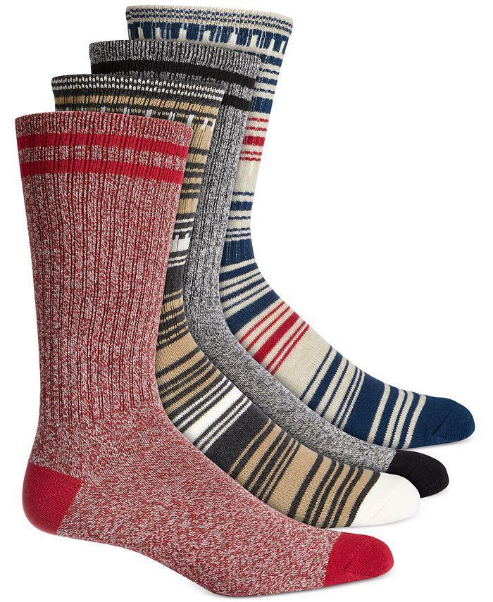 Sun Stone Mens 4-Pk. Stripe Crew Socks Multicolor ONE SIZE