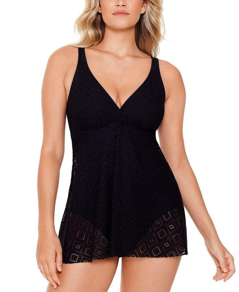 Swim Solutions Black Crochet Flyaway One Piece Swimdress