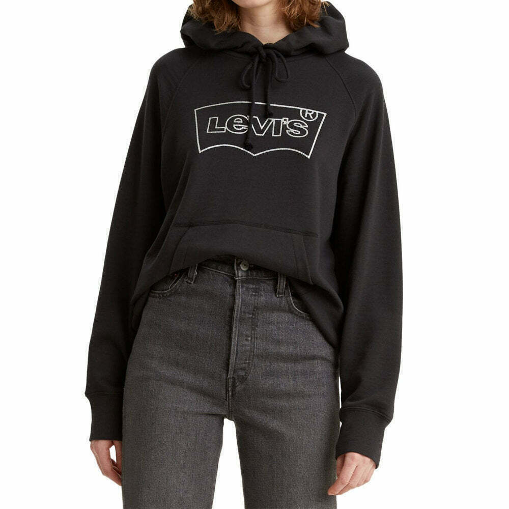 Levi's Womens Fleece Graphic Print Hoodie Color Black Size L