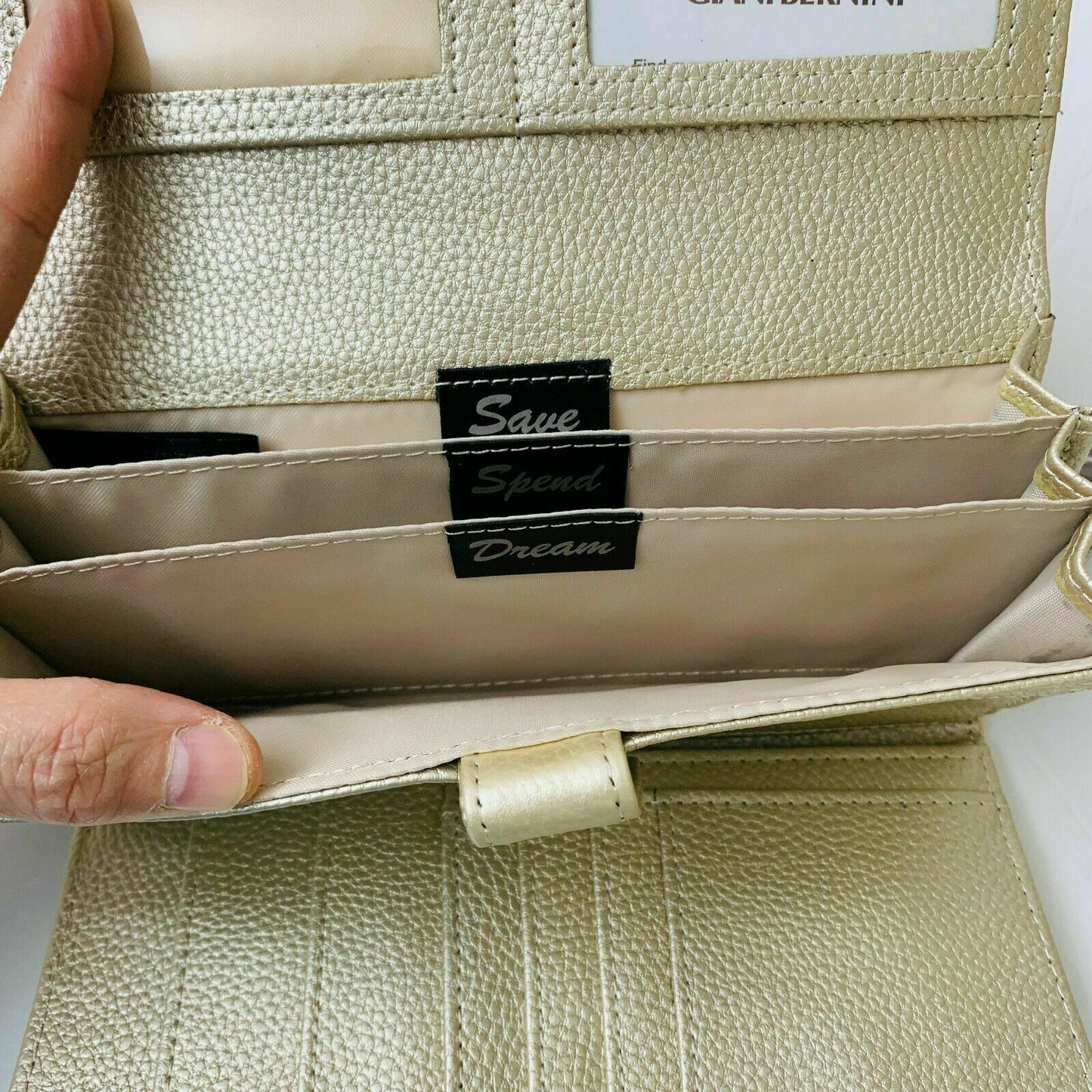 Giani Bernini Genuine Pebble Leather Bifold Wallet Gold