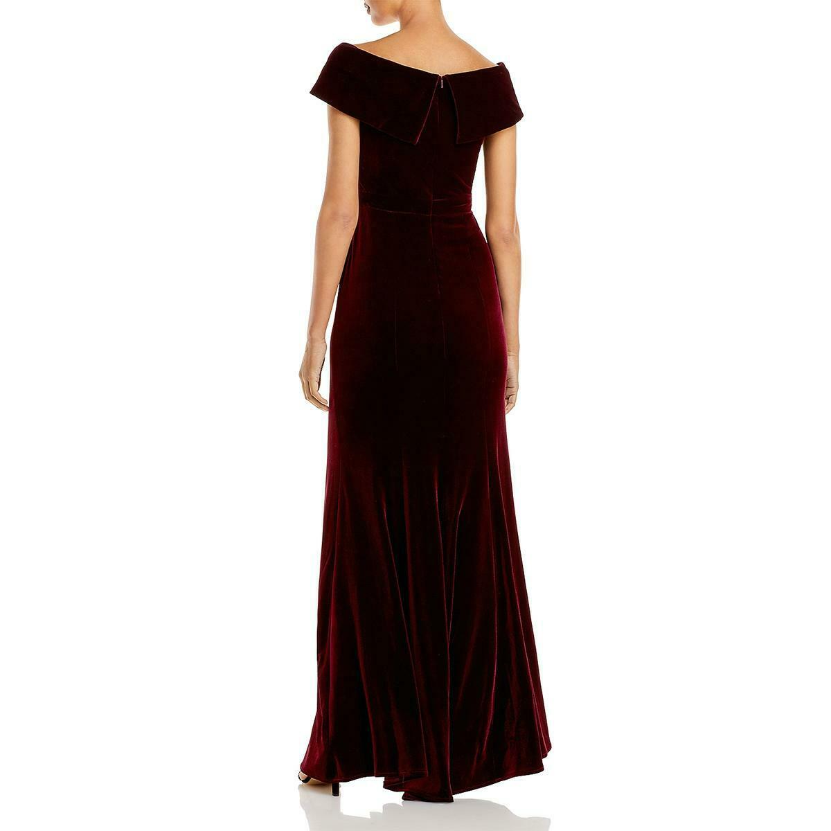 Aqua Women’s Velvet Side Slit Formal Evening Dress Gown Color Red Size 2