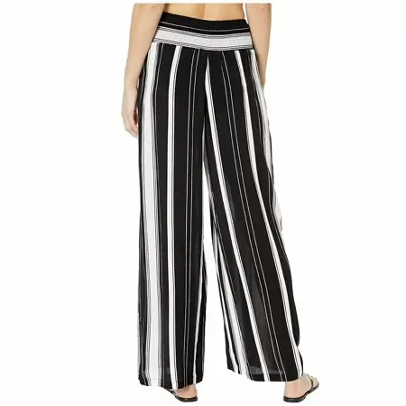 Ralph Lauren Stripe Cover-Ups Rayon Stripe Smocked Pants Color Black/White Size XL