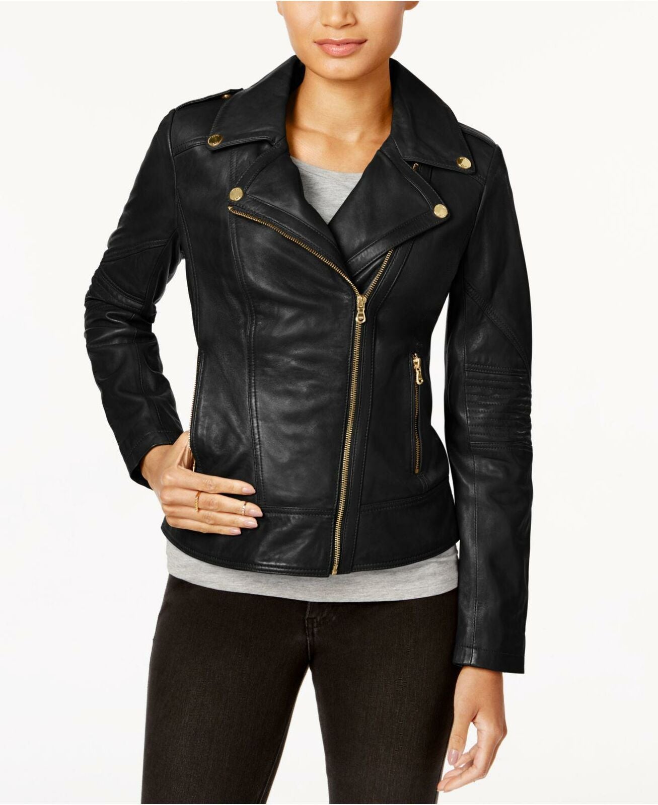 GUESS Women’s Asymmetrical Leather Jacket 22LM2224 Size S