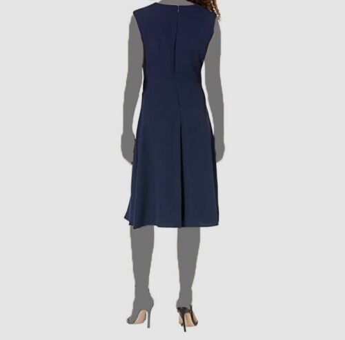 Lauren Ralph Lauren Double-Faced Fit-and-Flare Dress Color French Navy Size 16