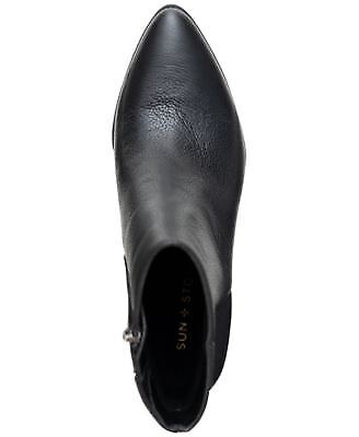 Sun Stone Womens Eryn Pointed Toe Block Heel Zip-Up Leather Booties Color Black Size 8M