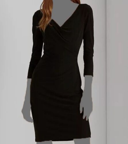 Lauren Ralph Lauren Women's Houndstooth Pleated Jersey Dress Color Black Size 12