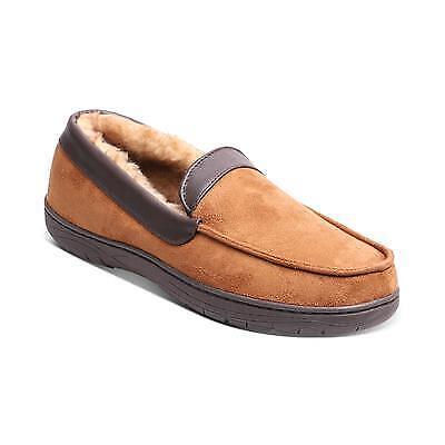 Haggar Mens Faux-Shearling Venetian Slippers Color Tan Size XL (11-12)