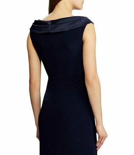 Lauren Ralph Lauren Satin Portrait Collar Jersey Gown Color Black Size 4