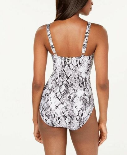 Calvin Klein CHARCOAL PYTHON Starburst One-Piece Swimsuit Size 16