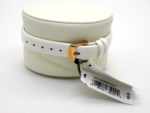 Anne Klein Watch White Leather Strap Rose-Gold Tone Square Style AK/3090RGWT