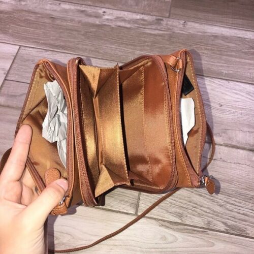 Giani Bernini Triple-Zip Pebble Leather Dasher Crossbody Color Brown