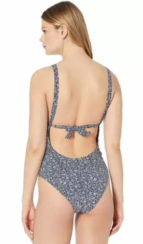 Polo Ralph Lauren Double Tie One-Piece Swimsuit Color Blue Sprouting Floral Size M