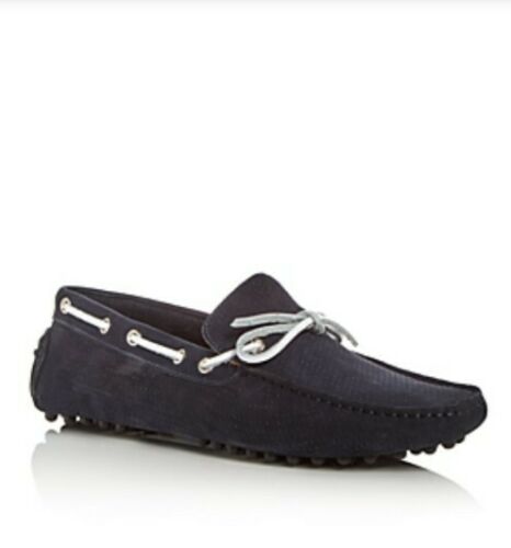 Bloomingdale's Men's Store Perforated Suede Moc Toe Drivers Style 141048 Color Navy Blue