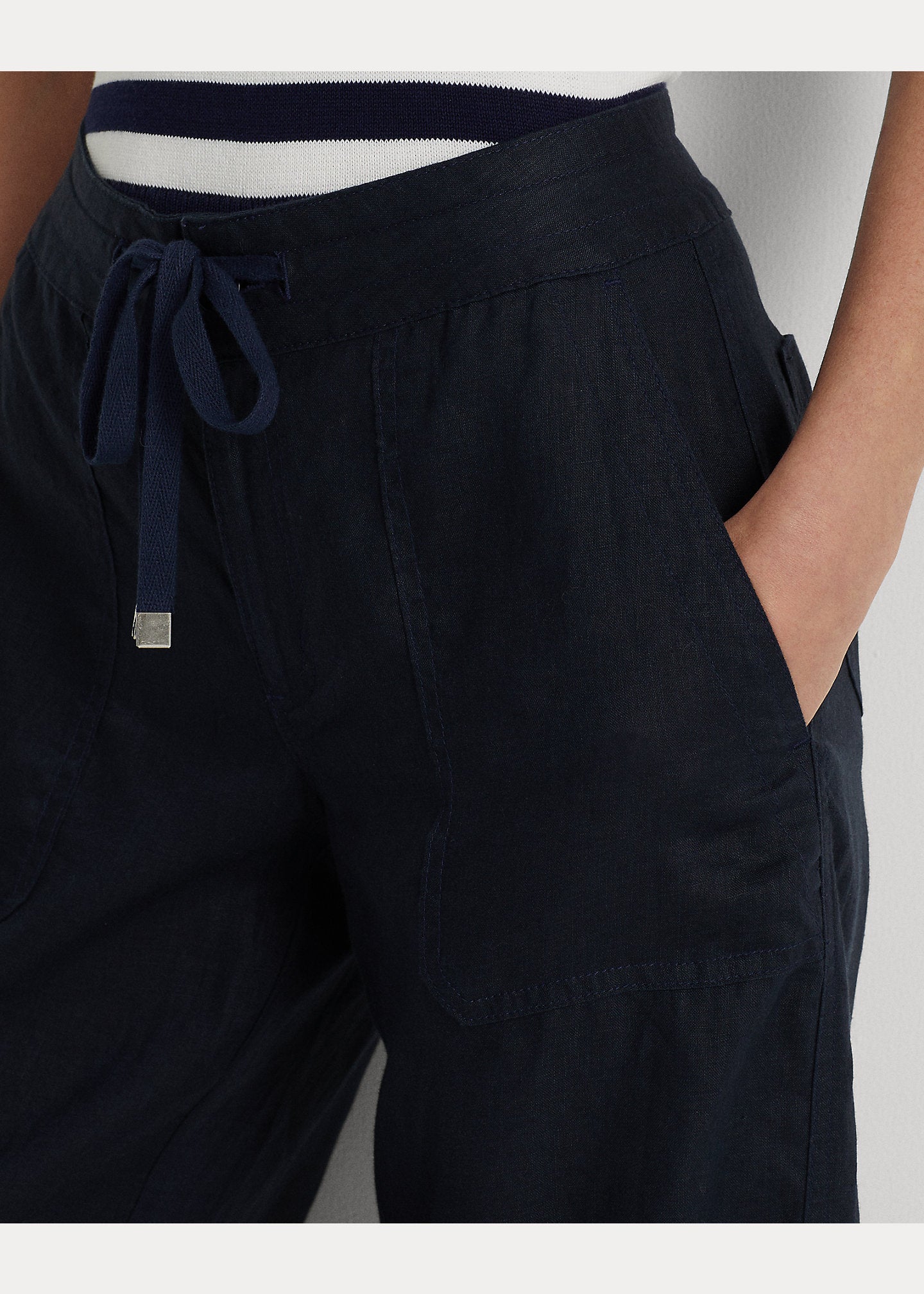 Lauren Ralph Lauren Plus-Size Linen Wide-Leg Pants Color Lauren Navy Size 22W