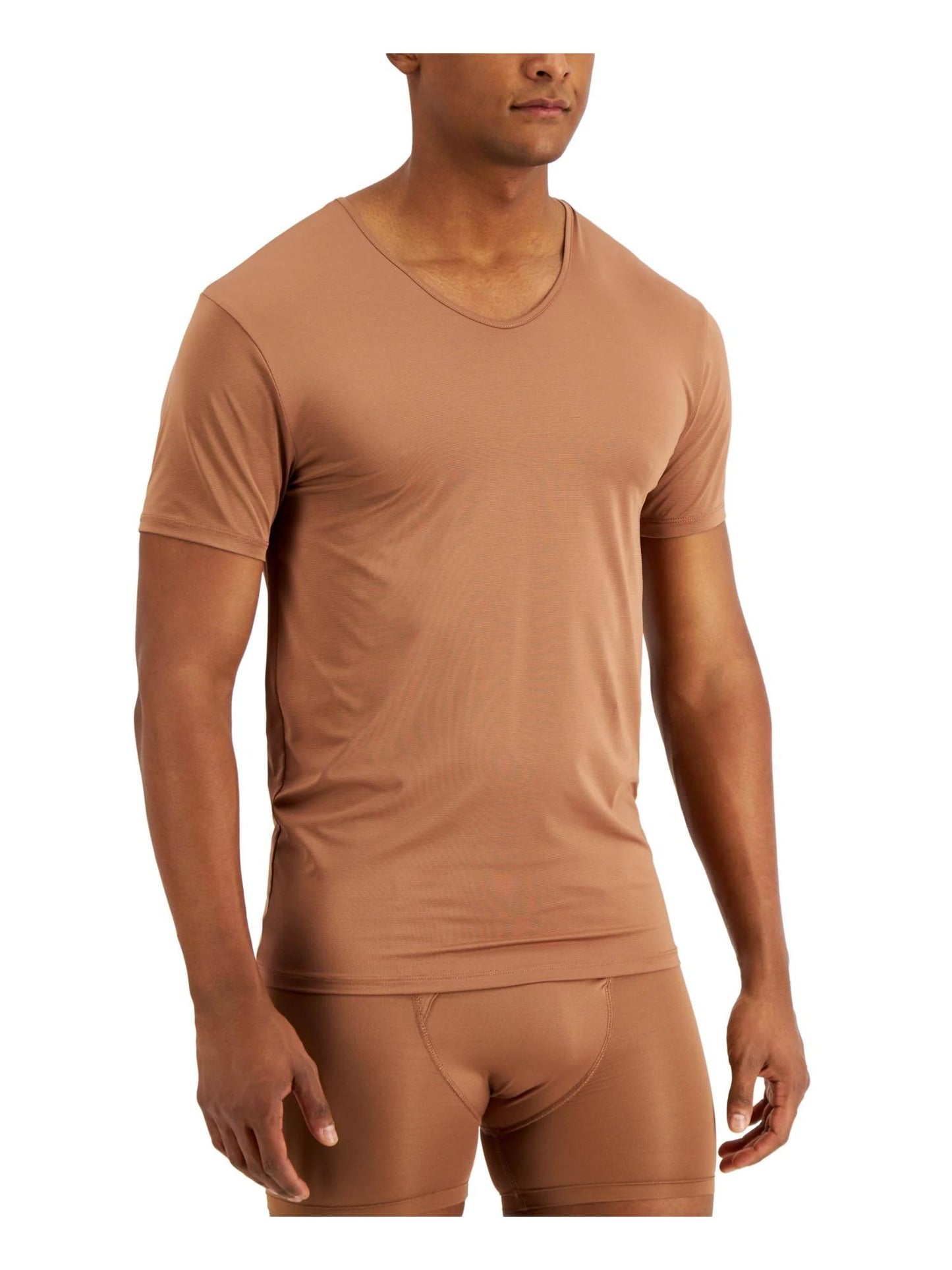 ALFANI Men's Air Mesh Undershirt Color Brown Size M