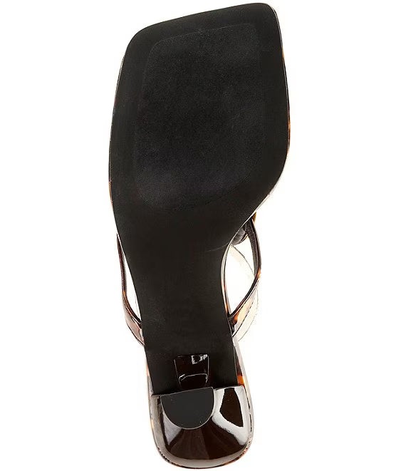 Jeffrey Campbell Women's Bazaar Embellished Vinyl Tortoise Sandals  Black/Gold Tortoise Size 8