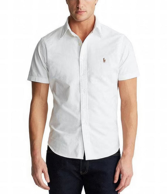 Polo Ralph Lauren Men's Solid Oxford Short-Sleeve Woven Shirt  Color White Size L