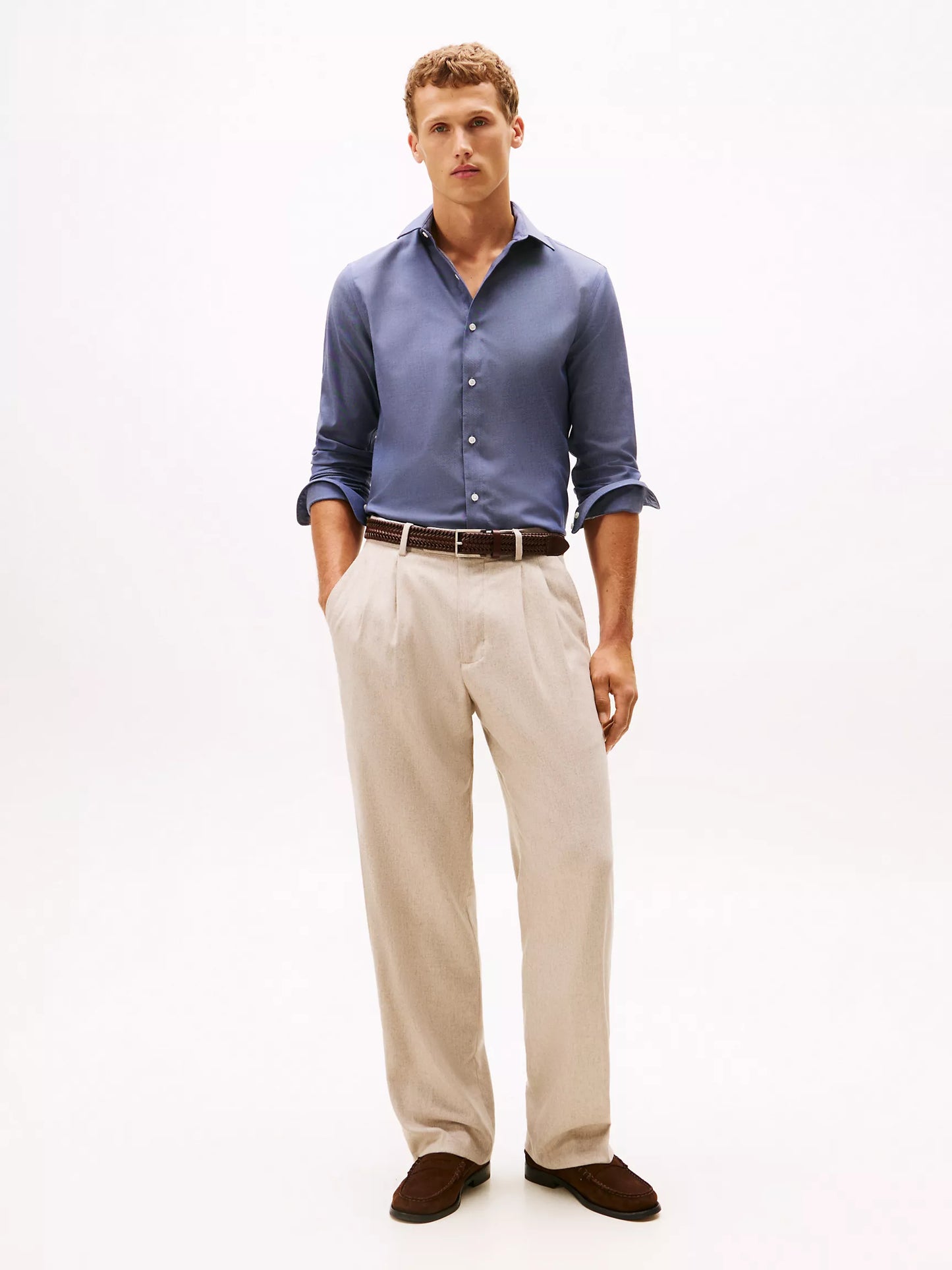 Tommy Hilfiger Men's Slim-Fit THFlex Stretch Dress Shirt  Peacoat 16 34/35