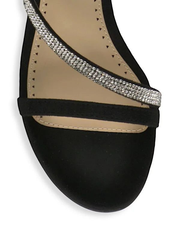 ADRIENNE VITTADINI Women's Carolee Strappy Wedge Dress Sandals  Color Black Suede Size 7M