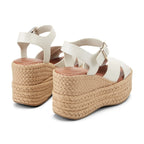 Marc Fisher Women's Pasion Espadrille Wedge Sandals  Cream Leather Size 9