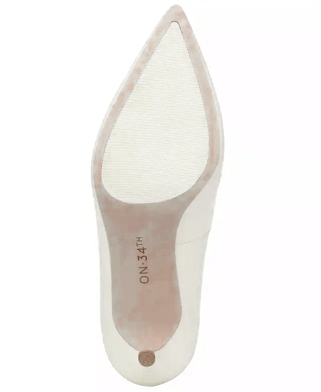 On 34th Women's Mariahh Pointed-Toe Stiletto Heel Pumps  White Smooth Size 7