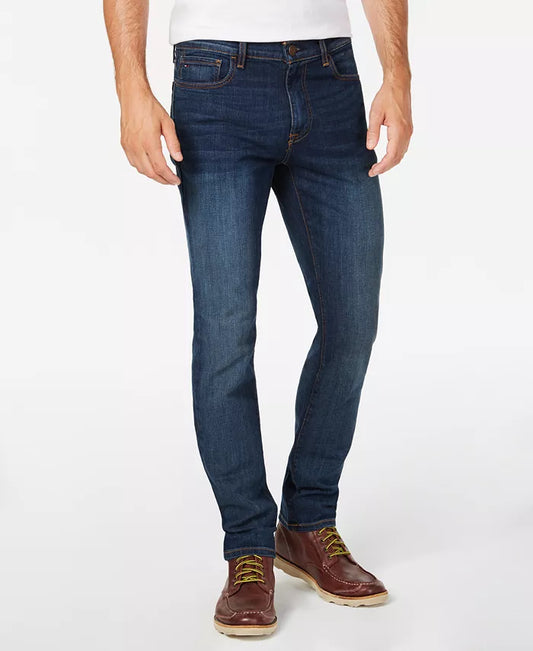 Tommy Hilfiger Men's Straight Fit Stretch Jeans  Drake Dark Wash W35xL30