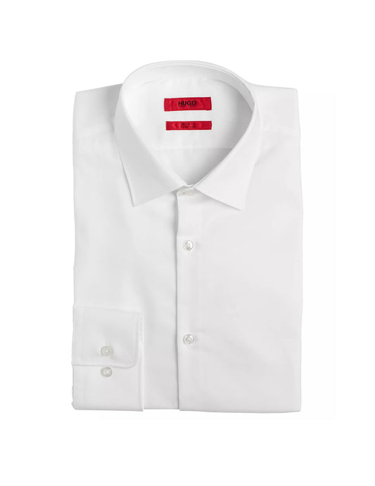 Hugo Boss Men's Modern-Fit Cotton Dress Shirt  Light Pastel White Size 17.5