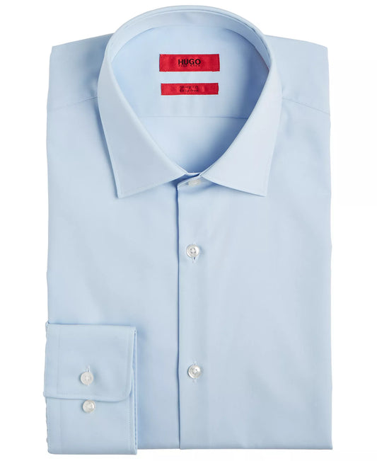 Hugo Boss Men's Slim-Fit Solid Cotton Dress Shirt  Light Blue 15.5 32/33