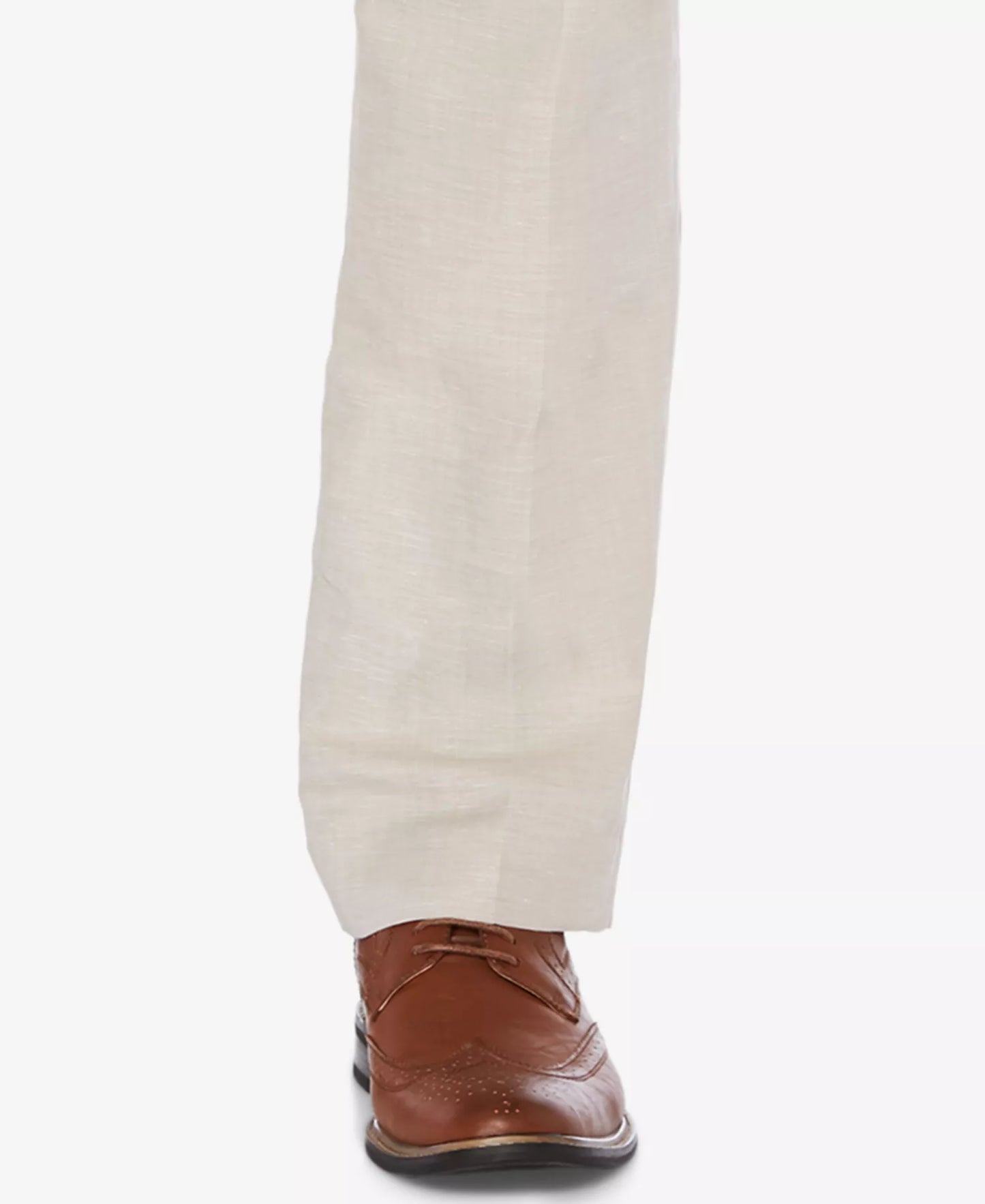 Perry Ellis Men's Classic-Fit Linen Blend Herringbone Pants  Natural W36xL32