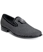 Stacy Adams Men's Swagger Studded Ornament Slip-on Loafers  Black Size 12