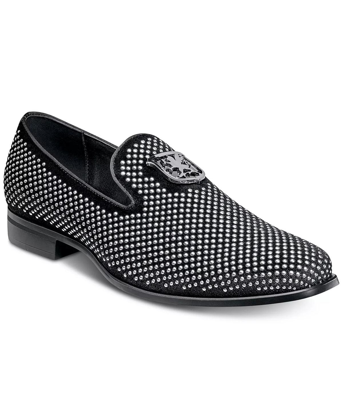 Stacy Adams Men's Swagger Studded Ornament Slip-on Loafers  Black Size 12