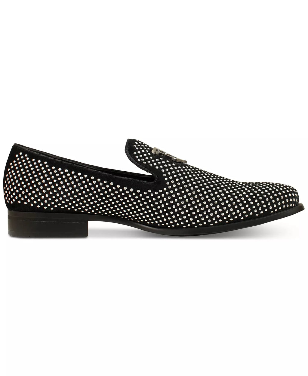 Stacy Adams Men's Swagger Studded Ornament Slip-on Loafers  Black Size 12