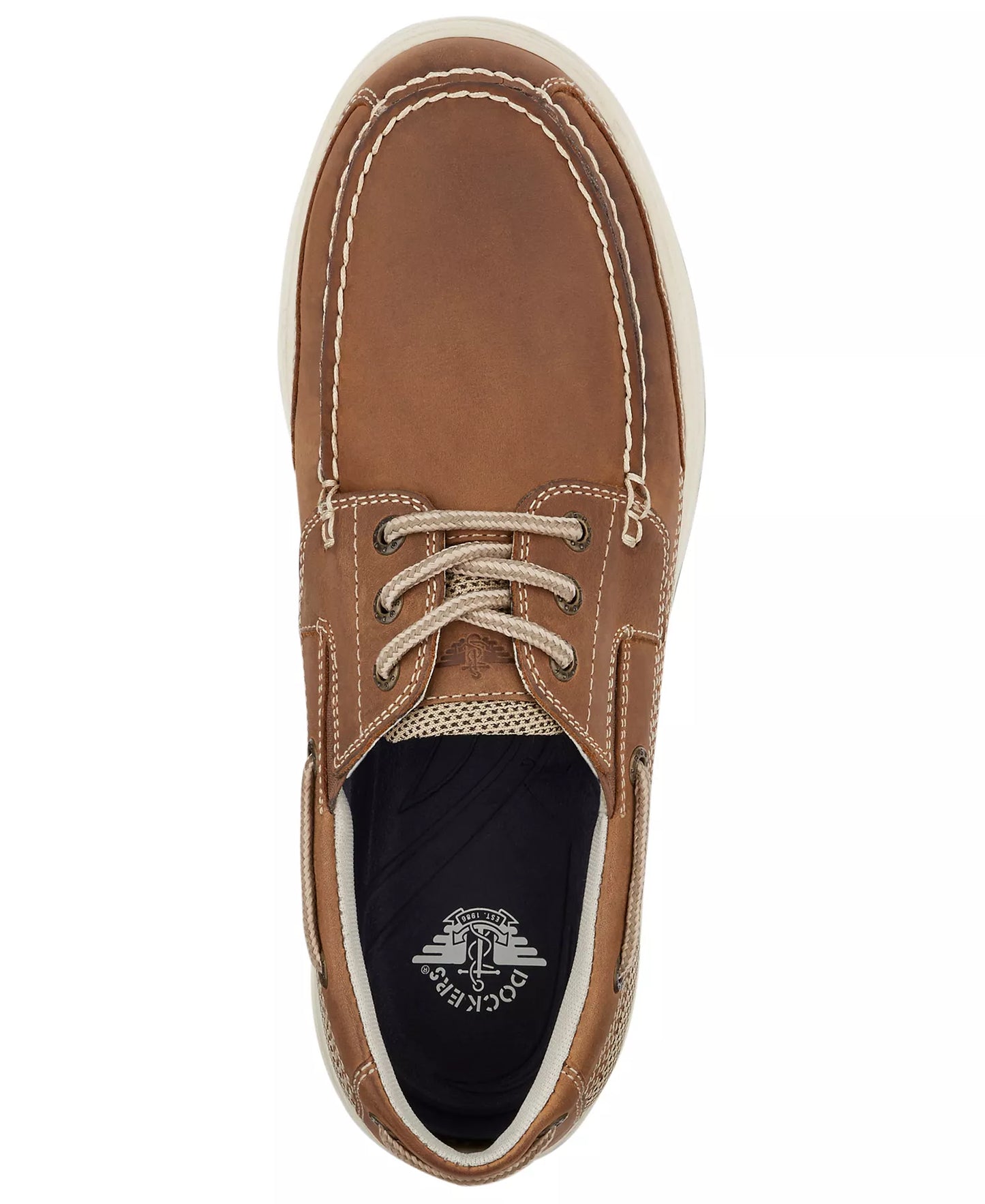 Dockers Men's Beacon Leather NeverWet Boat Shoes  Dark Tan Size 12W