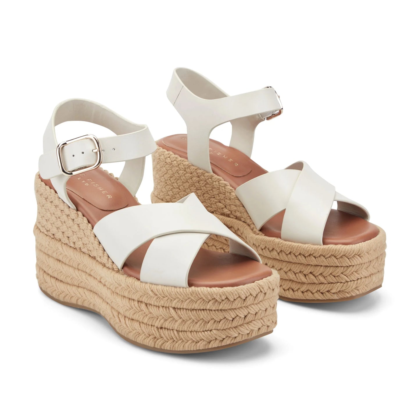 Marc Fisher Women's Pasion Espadrille Wedge Sandals  Cream Leather Size 9