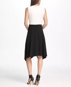 DKNY Women's Colorblocked Handkerchief Hem Dress  Color Black/White Size 6