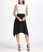 DKNY Women's Colorblocked Handkerchief Hem Dress  Color Black/White Size 6