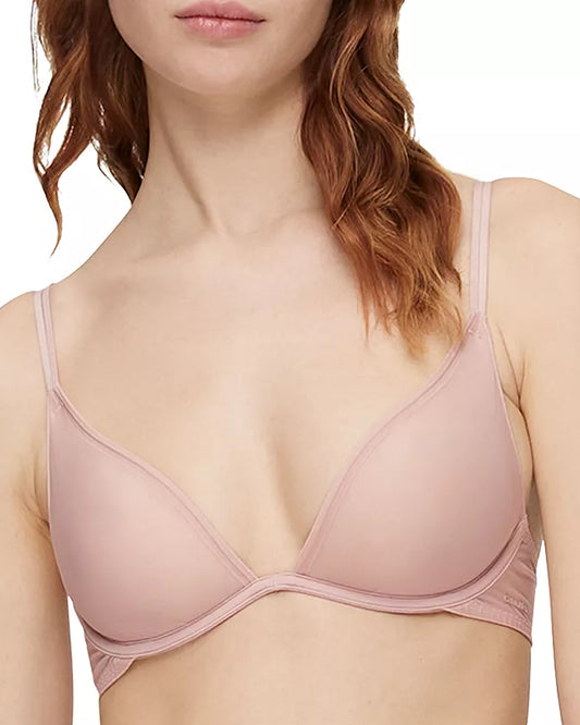 Calvin Klein Sheer Marquisette Unlined Plunge Bra  Subdued Pink Size 32C